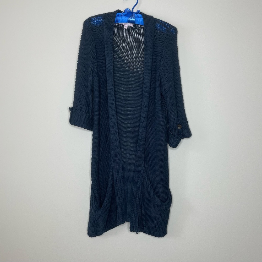 Romeo & Juliet Couture Dark Blue Open-Front Loose Knit Cardigan
